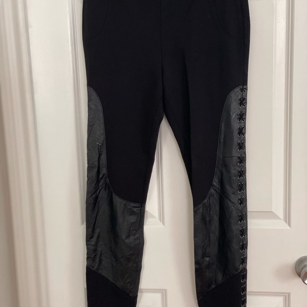 Haute Hippie Lace Up Leather Leggings Size M - Picture 1 of 15